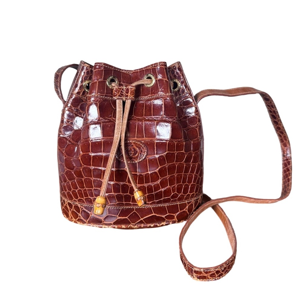 ULTRA RARE Gucci Brown Crocodile Mini Bucket Bag